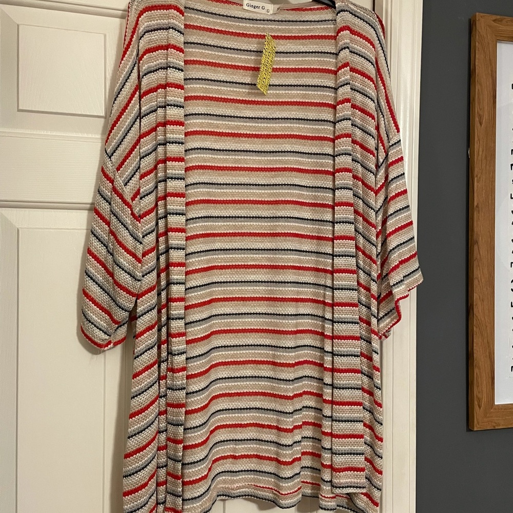 Size Large Cardigan, Striped, Multi-colors